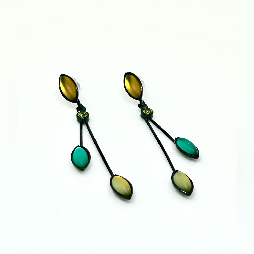 Kristina Collection 2 Branch Leaf Drop Stud Earrings